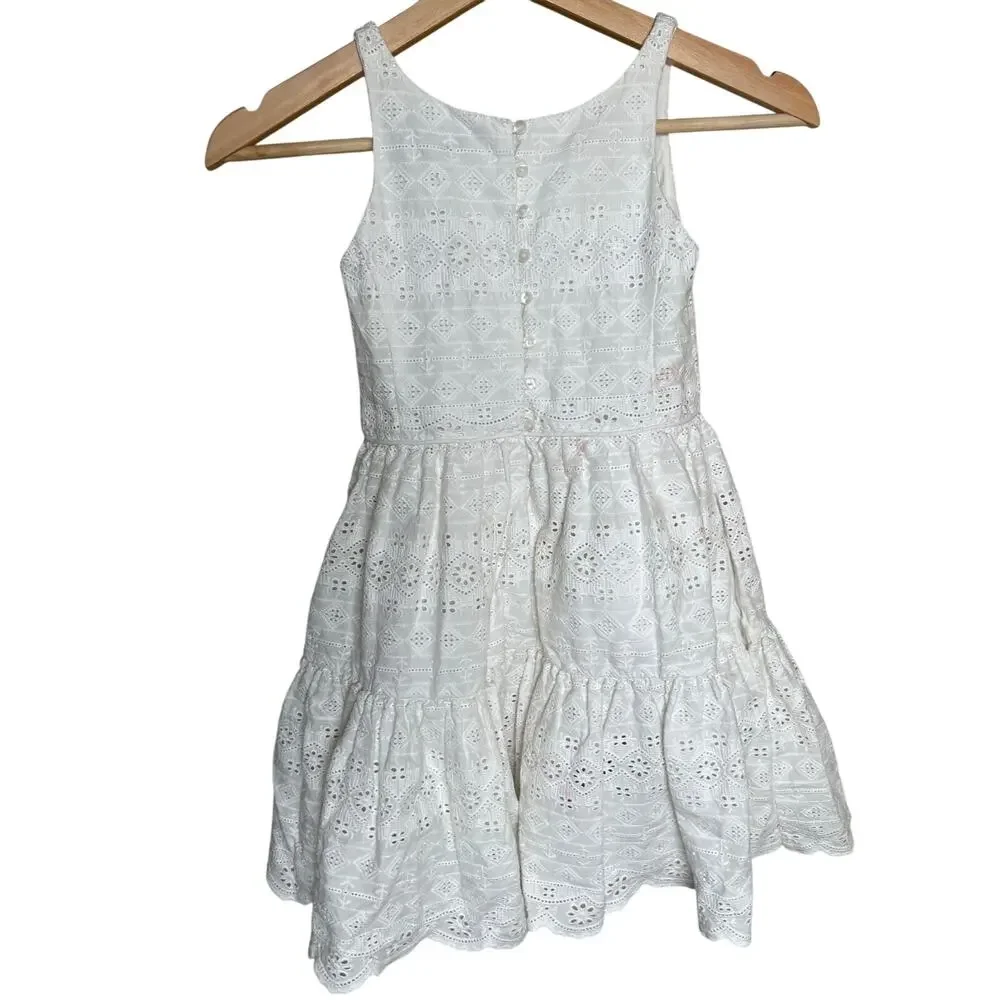 Ralph Lauren Size 7 Girls EYELET Buttoned Cotton Dress
